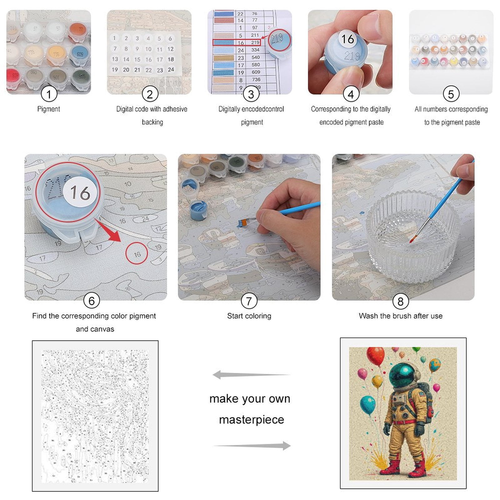 Paint By Numbers Kit for Adults Beginner - DIY Astronaut Balloons Celebration Art Canvas Painting Kits for Adults, Frameless Paint By Number for Adults for Home Wall Decor 16x20 Inch