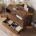thumbnail image 6 of Aufeile Nightstand with Charging Station, Modern Curved Night Stand with 2 Drawers & Open Shelf, Wood Bedside Table for Bedroom, Wanlut, 6 of 9