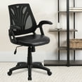 thumbnail image 2 of Flash Furniture Sam Mid-Back Designer Black Mesh Swivel Task Office Chair with LeatherSoft Seat and Open Arms, 2 of 12