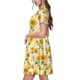 thumbnail image 2 of Easygdp Yellow White Plaid Sunflower para Vestido Transpirable de Mujer, Vestido Suelto de Manga Corta con Pliegues y Bolsillos para el Verano, 2 of 6