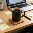 thumbnail image 4 of Solid Wood Biscuit Shaped Coaster for Hot Cups, Heat Insulating Mat for Dining Table, Home Kitchen Decor, 4 of 6