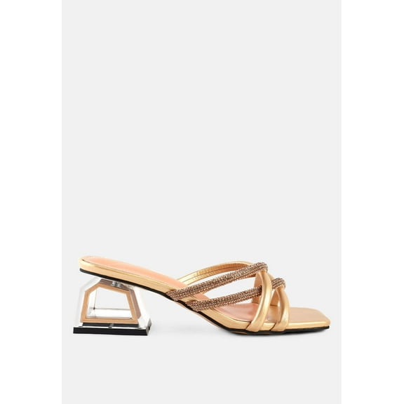 Parisian Cut Rhinestone Embellished Strap Sandals