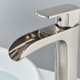 thumbnail image 5 of Zovajonia Tall Waterfall Bathroom Vessel Sink Faucet Single Handle Brushed Nickel with Pop-up Drain, 5 of 8