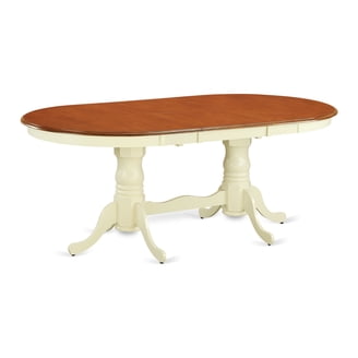 East West Furniture Round Dropleaf Dining Table – 42x42 Inch, Natural Acacia Wood, Pedestal Base