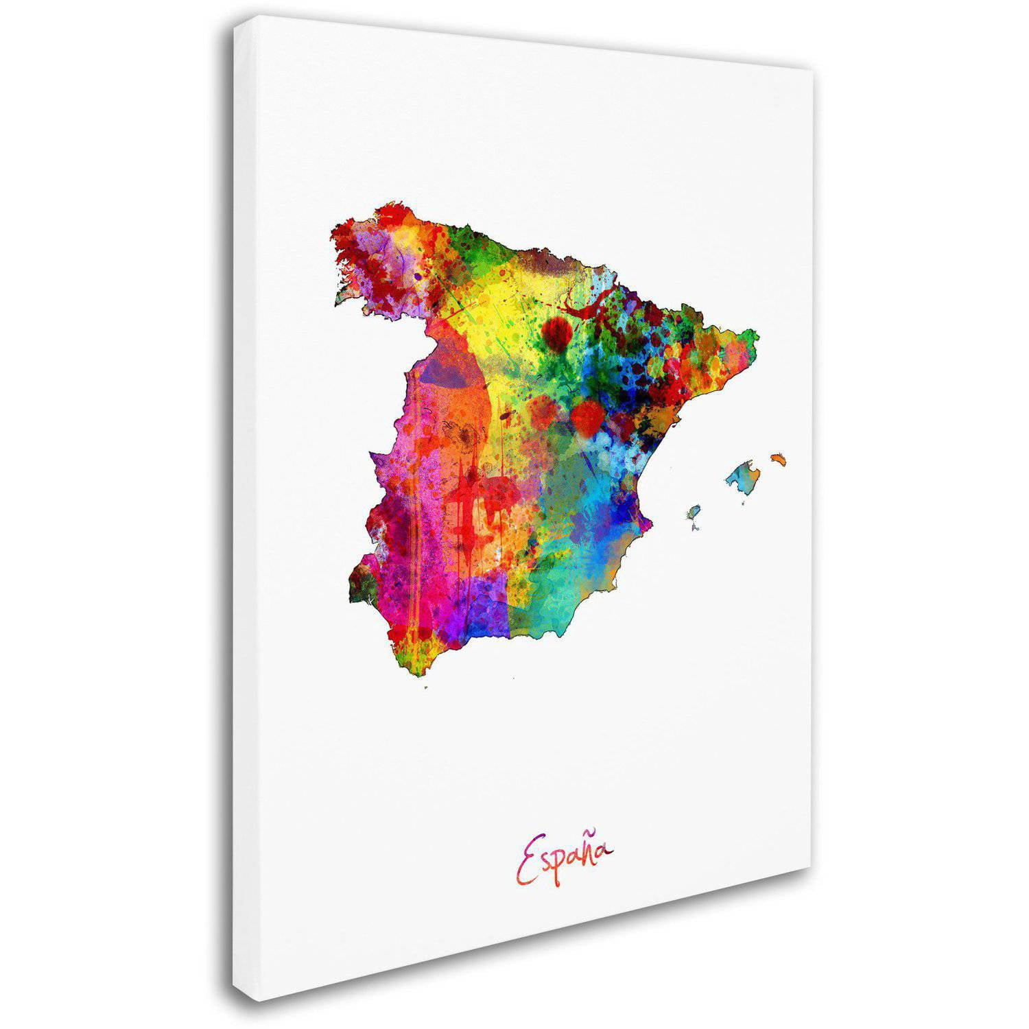 Trademark Fine Art "Spain Watercolor Map" Canvas Art by Michael Tompsett