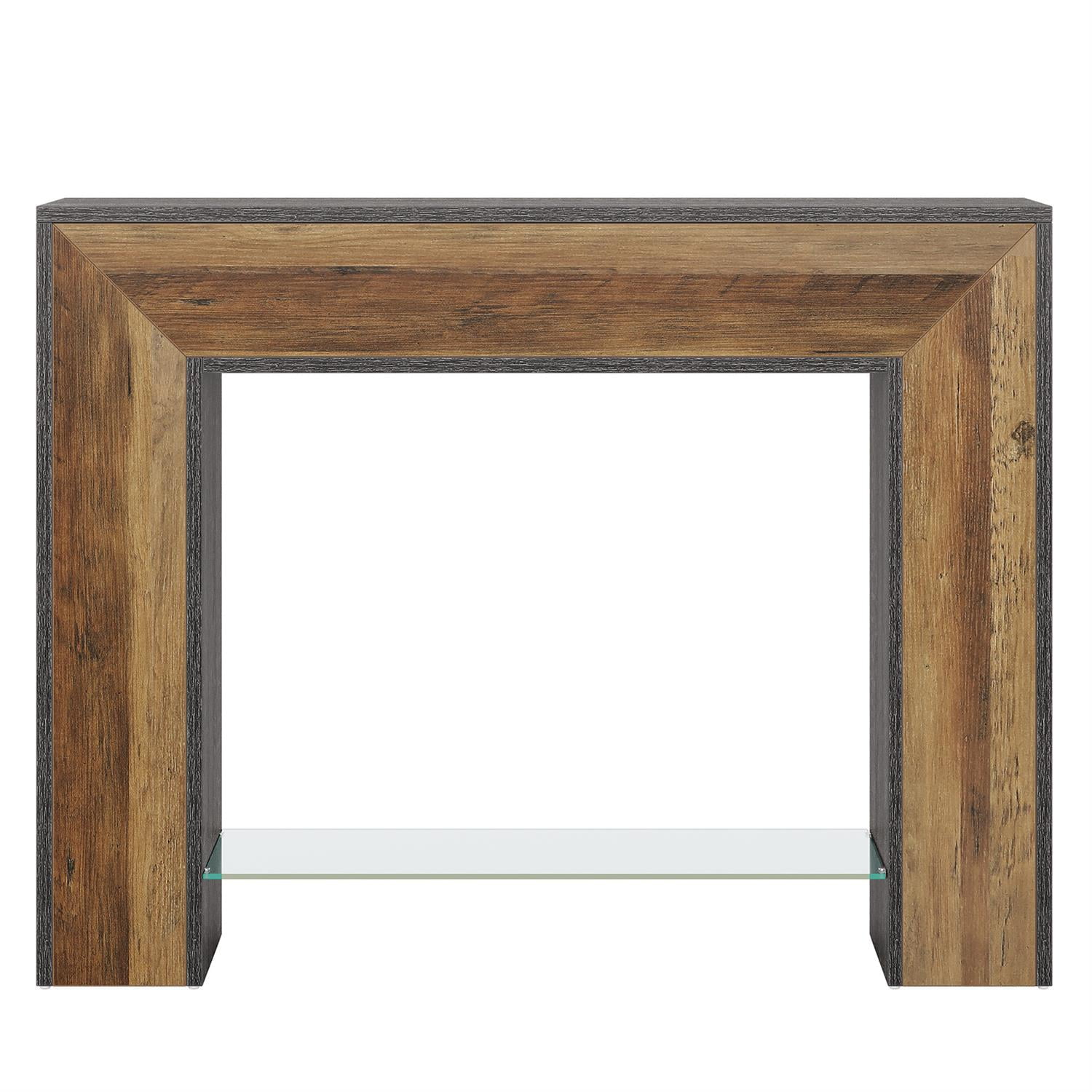 Demi Bonn 41" Console Table Dual-Tone Farmhouse Sofa Table, Stylish End Table for Living Room, Brown