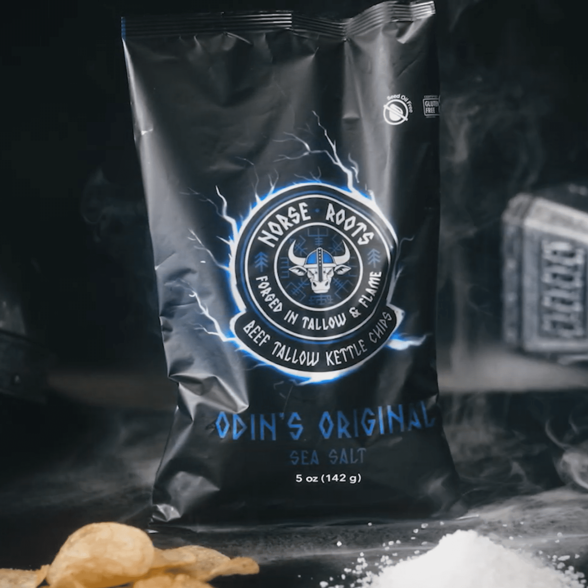 Norse Roots Beef Tallow Kettle Chips – Odin's Original (Sea Salt) – Seed Oil Free, Gluten Free, 6 Pack, 5 oz Bags