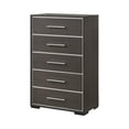 thumbnail image 3 of Contemporary Style 3pc Queen Size Brown Finish Gray Upholstered Bed Nightstand Chest Bedroom Set, 3 of 5