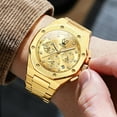 thumbnail image 6 of OLEVS Watches for Men Business Dress Analog Quartz Chronograph Gold Plated Stainless Steel Waterproof Luminous Date Classic Mens Wrist Watches Reloj Para Hombre, 6 of 15