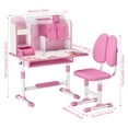 thumbnail image 4 of Kids Study Desk with Chair - Height Adjustable Children Table and Chair Set, Kids Homework Desk for Bedroom, Ergonomic School Writing Tables with Large Writing Board, Ideal Gifts for Girls 6-12, 4 of 7
