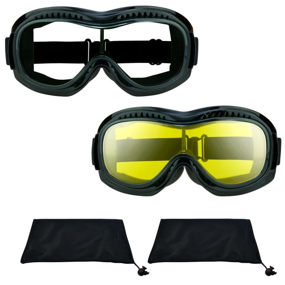 Bikershades Fit-over RX Glasses Clear & Yellow Goggles Prescription for Motorcycle Riding