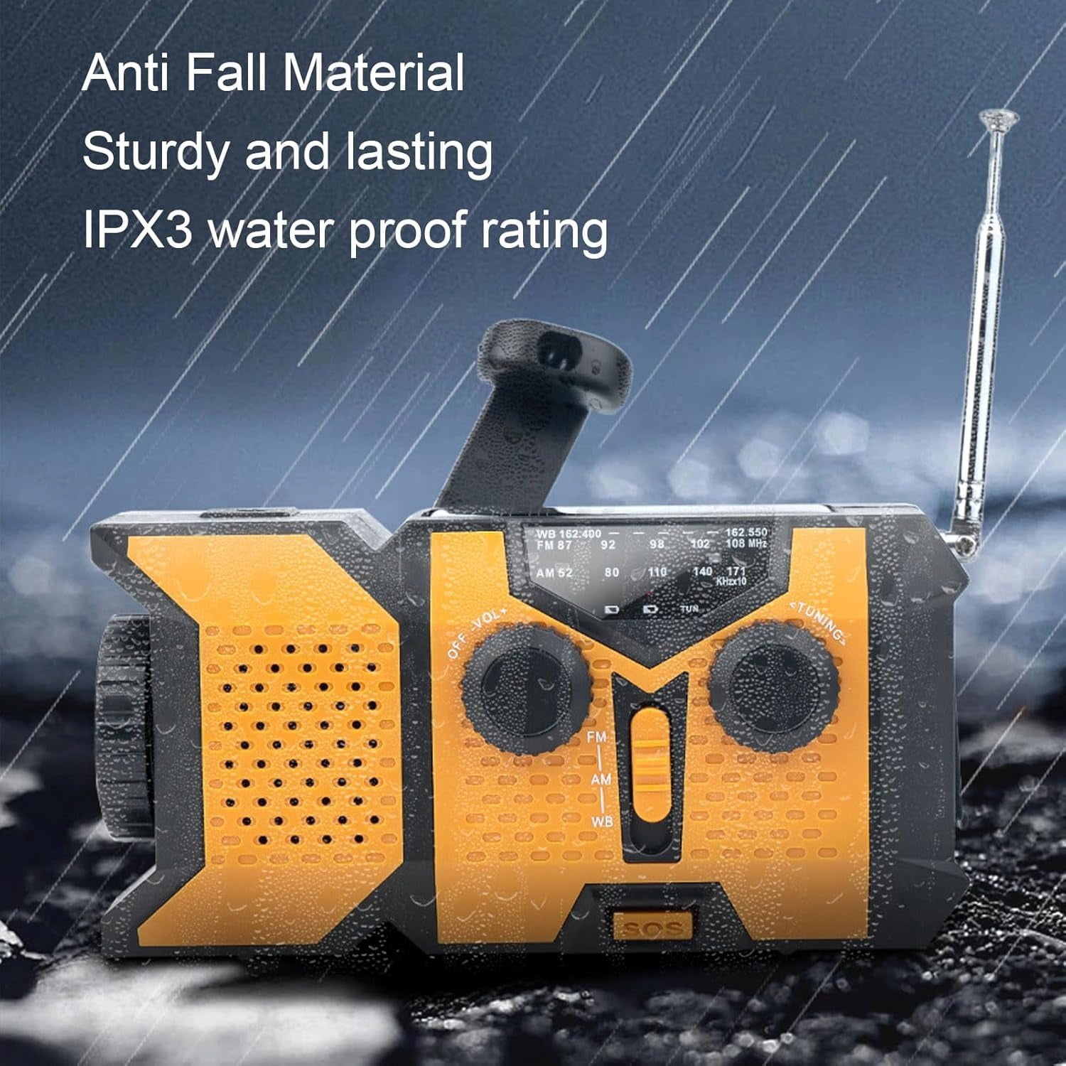 NOAA Weather Radio, 2000mAh Solar Hand Crank Emergency Radio with AM/FM/WB, Portable Survival Radio with LED Flashlight, Phone Charger, for Home Power Outage Camping Hurricane Preparedness