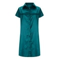 thumbnail image 7 of Caywon Women's Satin Sleep Robe Button Front Short Sleeve Lapel Collar Soft Breathable Loose Loungewear Nightgown Casual Home Sleep Dress for Women, 7 of 7