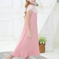thumbnail image 4 of Youmylove Kids Pajamas Little Girls Big Girls Lace Shoulder Crew Neck Long Sleepwear Soft Pajama Dress Nightgowns, 4 of 8