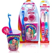 Jojo Siwa Happy Brushing Time Soft Bristle Toothbrush Gift Set - Manual Toothbrush, Cover Cap, Rinsing Cup, Extra brushes