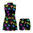 thumbnail image 4 of COEQINE Colorful Paw Print Black Pattern Women's Tennis Dress with Collared Design Sleeveless Breathable Zip Up Exercise Dresses with Shorts 2 Pockets Golf Outfits with 2 Piece Set, XS, 4 of 7