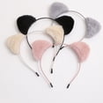 thumbnail image 3 of Women Hairband Soft Fluffy Plush Cartoon Kitty Ear Decor Elastic Narrow Brim Anti-slip Regular Fit Solid Color Head Decoration Hair Hoop, 3 of 8