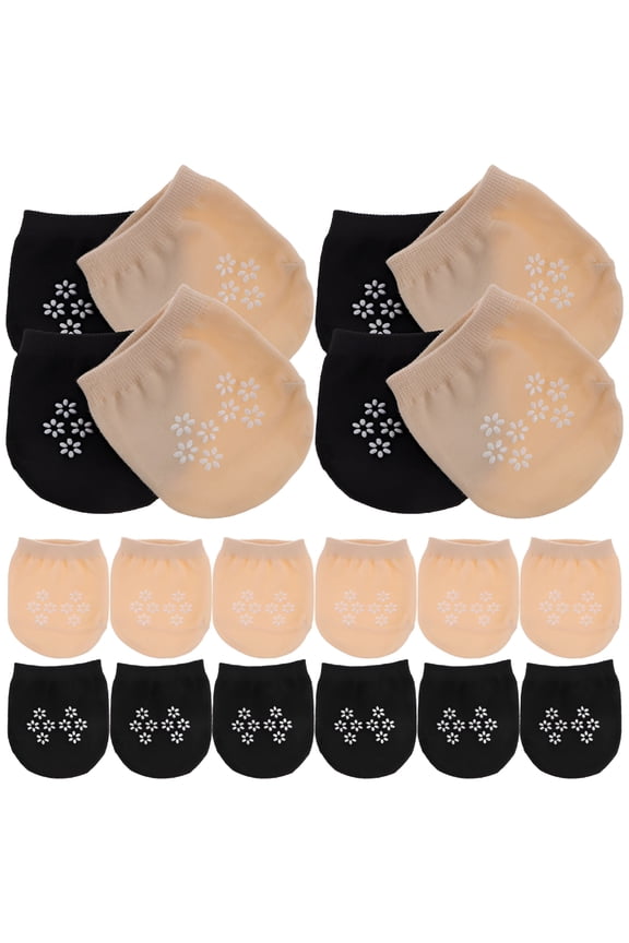 10 Pairs Womens Half Toe Liner Socks, No Show Non-Slip Grip Socks for Mules & Heels