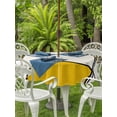 thumbnail image 3 of Outdoor Table Cloth with Umbrella Hole and Zipper, Geomrtic Yellow Waterproof Round Tablecloth 54 Inch, Abstract Stripes Patckwork Modern Art Washable Table Cover for Outside Party Patio Picnic, 3 of 8