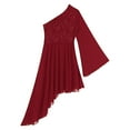 thumbnail image 5 of TiaoBug Womens Liturgical Worship Praise Lyrical Dance Outfits Single Sleeve Dress with Wide Leg Pants Burgundy XXL, 5 of 7