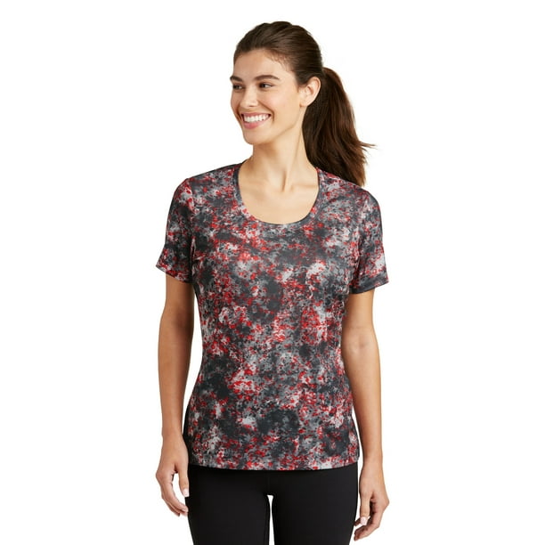 Sport Tek Camiseta de cuello redondo Sport-Tek Mineral Freeze para mujer. LST330 XS Rojo intenso deporte-tek LST330