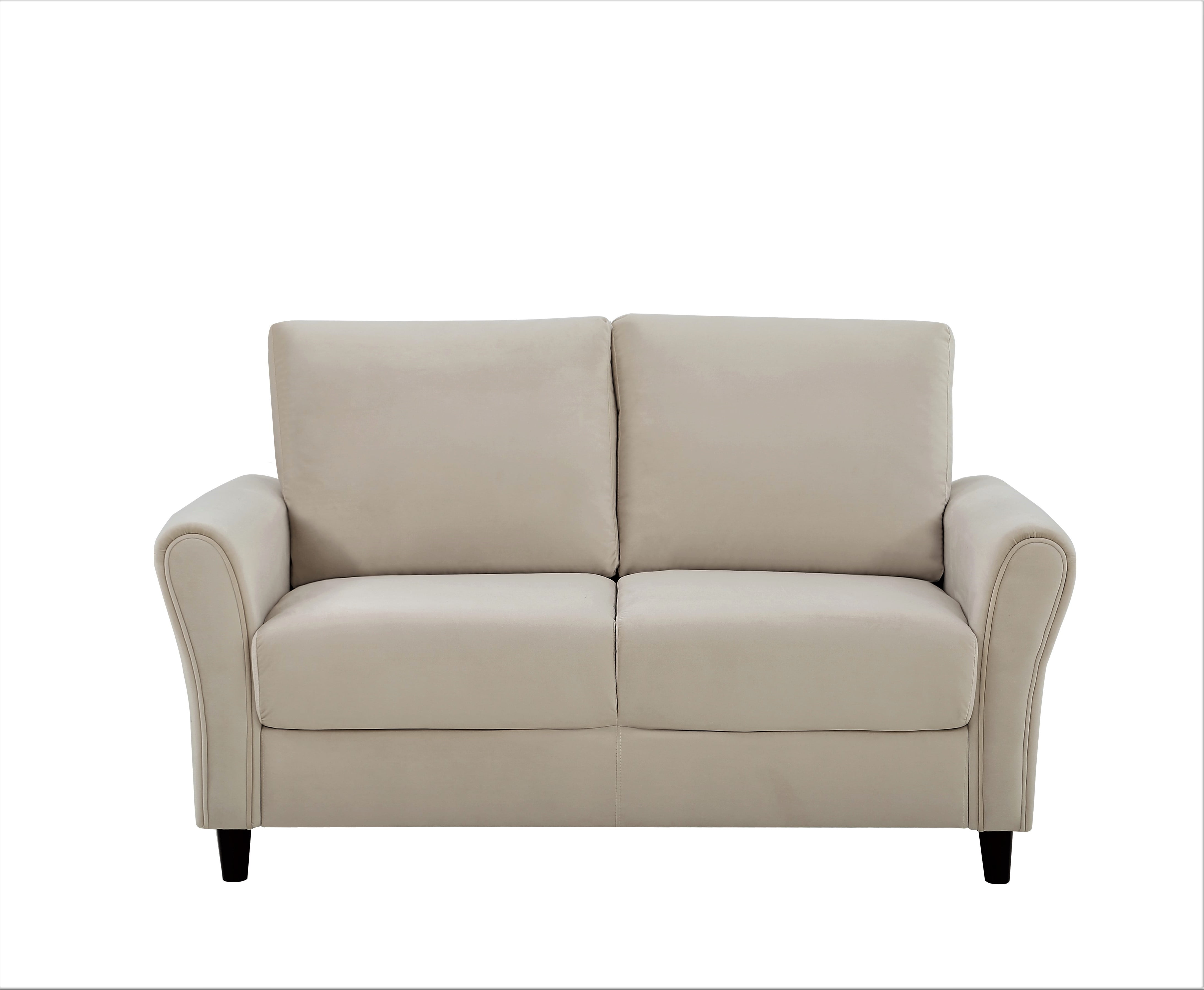 Uspridefurniture Corel Flared Arm Ivory Velvet 2Pcs Living Room Set, Sofa and Loveseat