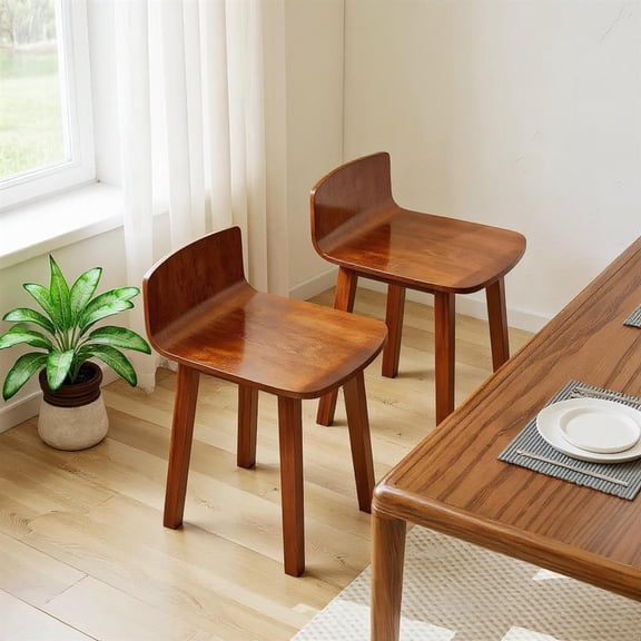 Topcobee Wood Dining Chair Set of 2 Farmhouse Kitchen Dining Room Chairs Mid-Century Modern Armless Side Chairs, Chairs for Dining Table, Kitchen Chairs-Brown
