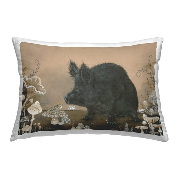 Stupell Industries Pig & Frog with Crown Decorative Printed Throw Pillow Design by Hollihocks Art