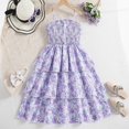 thumbnail image 6 of Kureaily Children's Dress Summer Floral Print Cake Dress Strappy Princess Dress Girl Leotard Dress Corduroy Overall Dress Long Girl Corduroy Jumper Two Piece Dresses for 5-6 Years, 6 of 6
