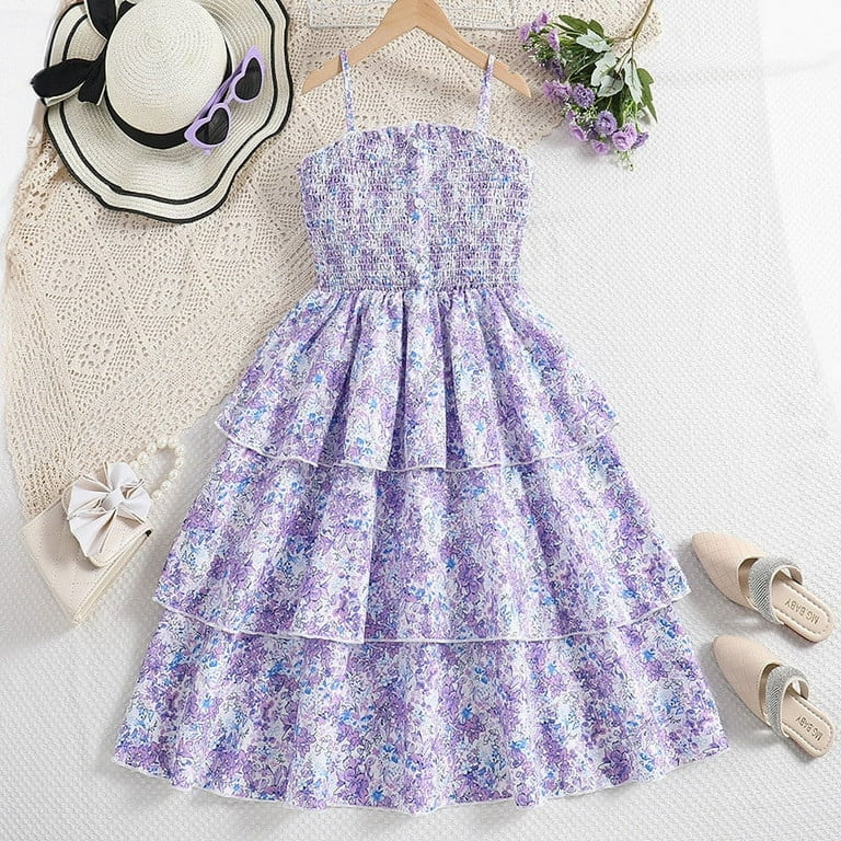 Toddler Girls Shirred Rainbow Princess Puffy Dress Toddler Girls Shirred Rainbow Princess Puffy Dress