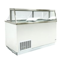 68 in. 12 Tub Ice Cream Gelato Dipping Cabinet Display Freezer, Understorage Big Capacity, Viewing Window, White
