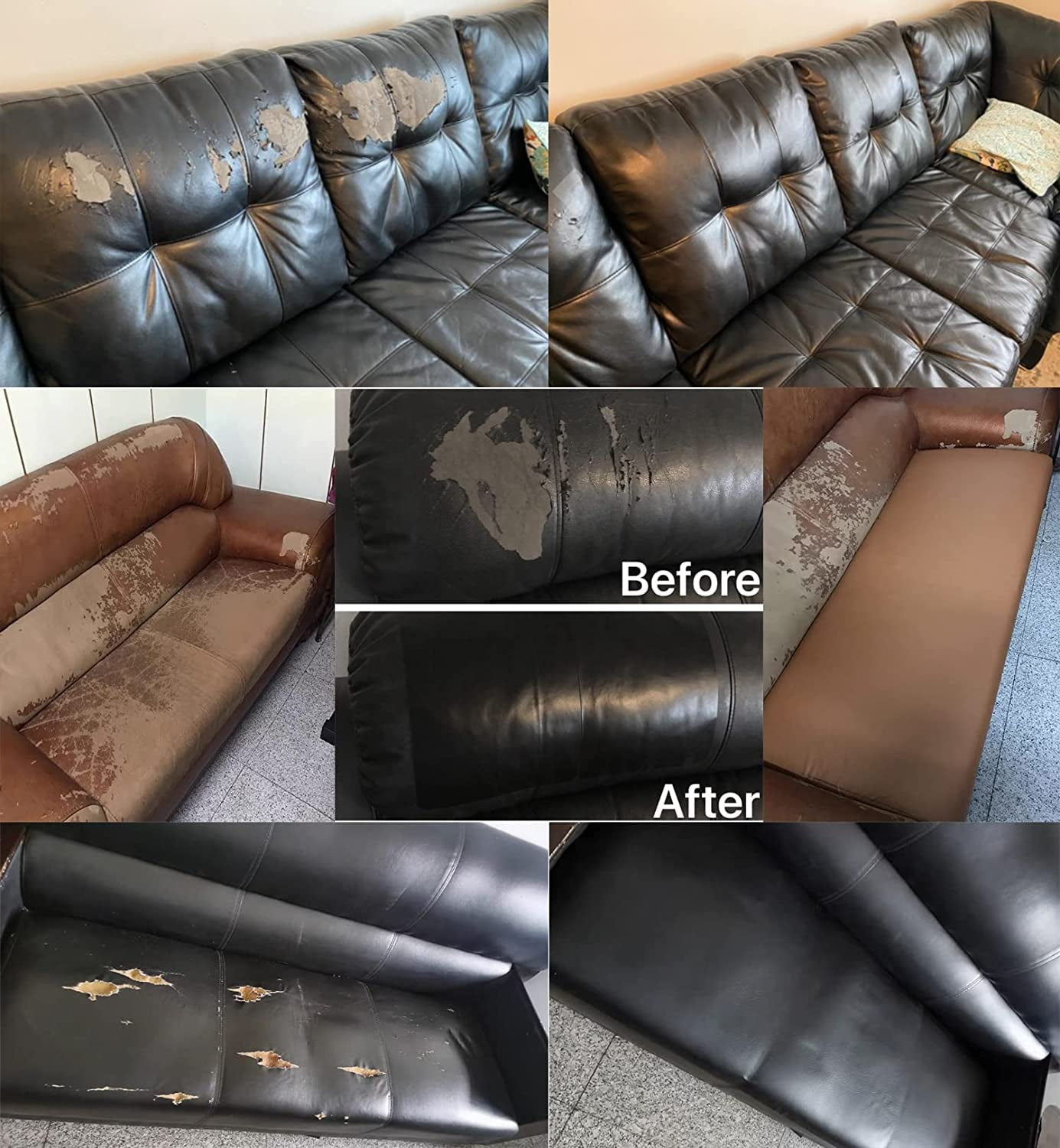 Leather Repair Patch for Couches Large Self-Adhesive refinisher cuttable reupholster Tape Patches kit for Couch Car Seats Furniture Sofa Vinyl Chairs Shoes Fabric Fix