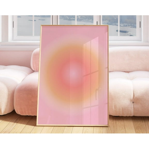Aura Poster, Pink Peach Wall Art, Aesthetic Apartment Decor, Grainy Gradient Blur Aura Print, Pink Orange Print, Spiritual Poster Wall Art, Modern Wall Decor, 8x12 UNFRAMED
