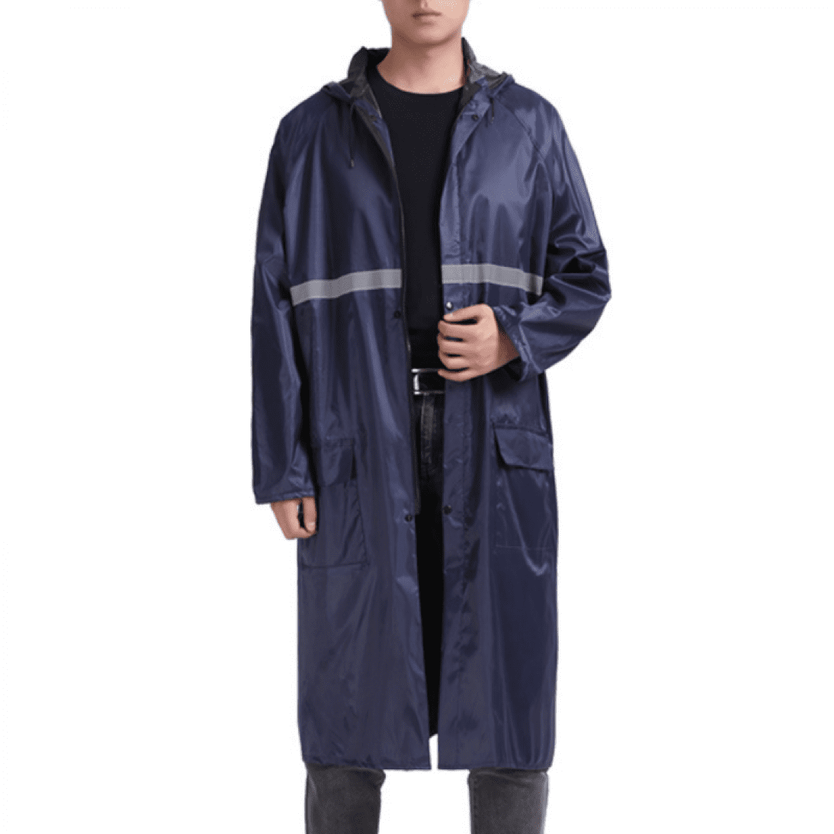 Rush Raincoat Waterproof Men's Long Rain Jacket Lightweight Rainwear Reflective Reusable with