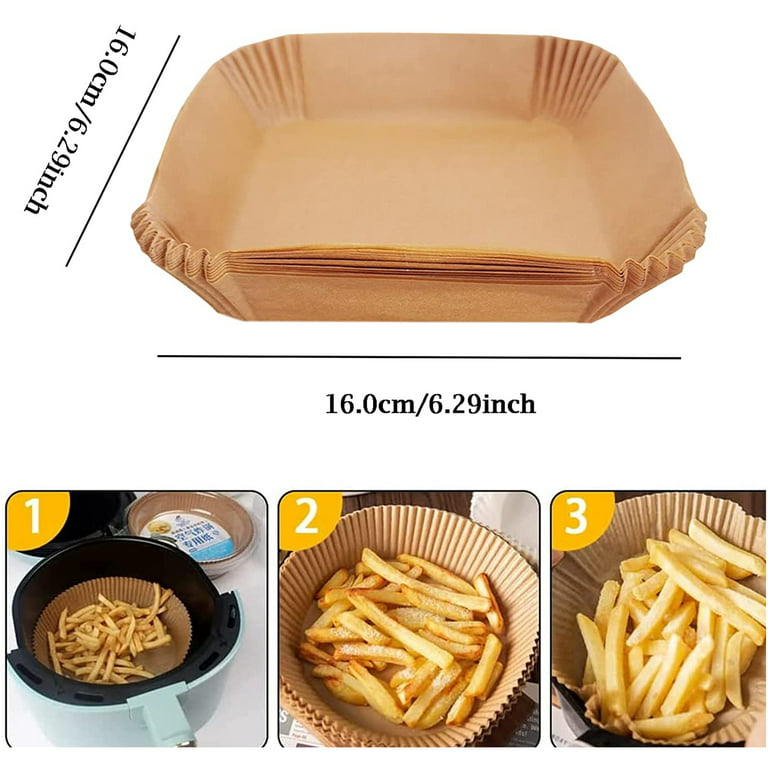 50pcs Air Fryer Disposable Paper Liner Square Non-Stick Steamer Mat Baking  Tools Airfryer Parchment Tray