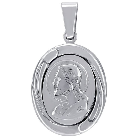 925 Sterling Silver Unisex Cubic Zirconia Jesus Religious Charm Pendant Necklace 35.6x19.4mm Wide Pendant for Women