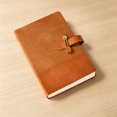 thumbnail image 4 of Leather Business Notebook A5 Journal, Reusable Notebook with 224 Lined Pages and Metal Buckle Closure for Work Office Writing, Brown, 4 of 9