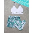 thumbnail image 2 of WIBACKER Tween Girls' Swimsuits 3 Piece V-Neck Criss Cross Bikini Swimwear with Chest Pad and Beach Skirt, 2 of 8