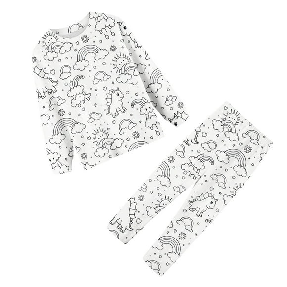 TIEVOSA Ensemble de Vêtements d'Intérieur pour Enfant Bricolage Peint à la Main, Ensembles de Pyjama à Colorier pour Garçon et Fille, Peuvent Jouer avec et Porter pour 8-9 Ans (Blanc)