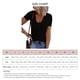 thumbnail image 4 of Camiseta versátil de moda de verano elástica acanalada con botones delanteros y cuello en V de manga corta, 4 of 4