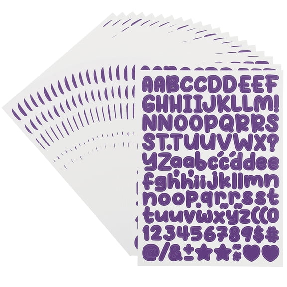 Uxcell 20 Sheets Letter Stickers 1/2 inch Small Vinyl Letter Number Stickers for Scrapbooking Bottle Classroom Decor Purple