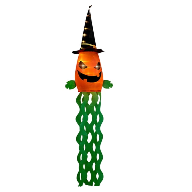Banderas Manga Viento Calabaza Con Luces LED Fantasma Halloween Aterrador