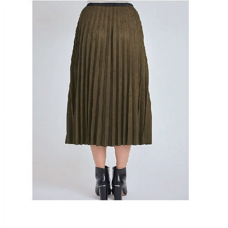 スカート Classic Suede Plaid Pleated Midi Skirt Brown Brown Pleated Suede Midi Skirt | Modest Women Clothing - YAL