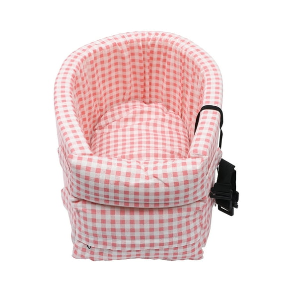 Unique Bargains Plaid Style Dog Car Seat Adjustable Straps for Medium Small Sized Puppy Cat Seat Pets Pink White