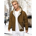 thumbnail image 3 of FEOYA Hooded Coat Men's Thermal Thick Outwear Softshell Coat Fleece Sweatshirt Winter Sherpa Lined Jacket Zip Up with Pockets L Brown, 3 of 6