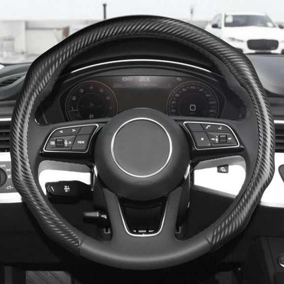 XUKEY Car Steering Wheel Cover Carbon Fiber Non-Slip for 14.5" To 15.5" O/D Type Universal for Honda Civic Accord CR-V