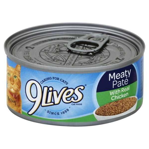 9Lives Meaty Pate Chicken Dinner Wet Cat Food, 5.5 oz. Can Walmart
