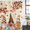thumbnail image 2 of Fall Gnomes Shower Curtain, Waterproof Shower Curtains for Bathroom, Thanksgiving Maple Leaf Rustic Pumpkin Washable Fabric Bathtub Curtain Set Bath Decor with 12 Hooks 72"x78", 2 of 8
