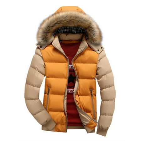 Plus Size Men Winter Warm Thick Zipper Up Hoodies Coat Splice Color ...