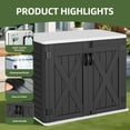 thumbnail image 4 of Craftian Outdoor Horizontal Storage Shed with X-Shaped Lockable Door, 35 Cu Ft Weather Resistant Resin Tool Shed, Dark Gray, 4 of 8
